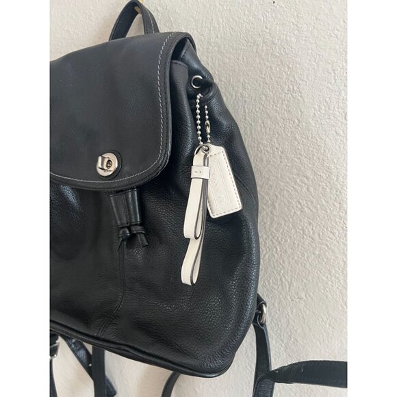 Vintage COACH  Backpack Daypack Black Leather Drawstring MiniPurse 9960 Y2K - Picture 13 of 14